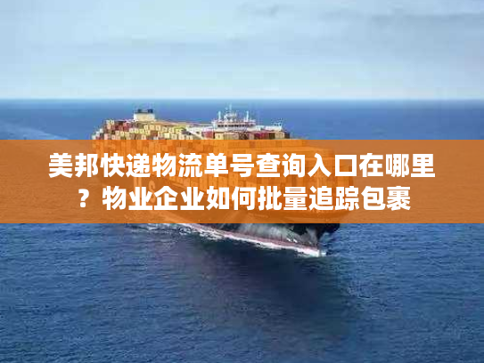 美邦快递物流单号查询入口在哪里？物业企业如何批量追踪包裹