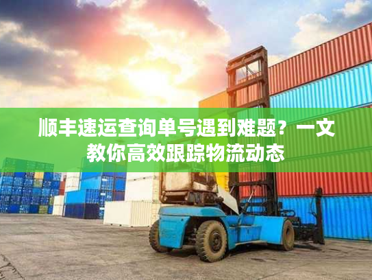 顺丰速运查询单号遇到难题？一文教你高效跟踪物流动态