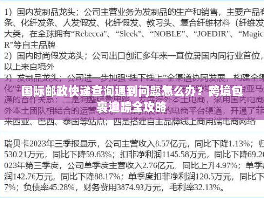 国际邮政快递查询遇到问题怎么办？跨境包裹追踪全攻略