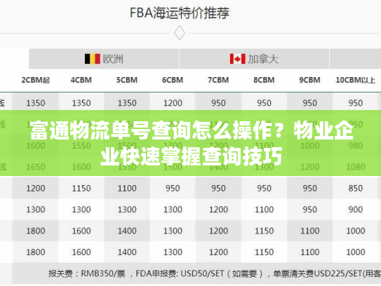 富通物流单号查询怎么操作？物业企业快速掌握查询技巧