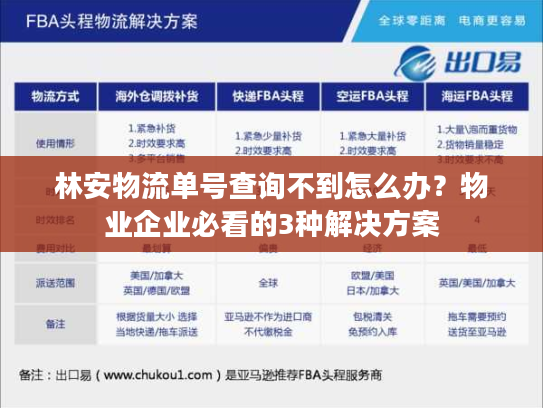 林安物流单号查询不到怎么办？物业企业必看的3种解决方案