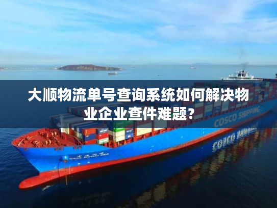 大顺物流单号查询系统如何解决物业企业查件难题? 大顺物流单号查询系统如何解决物业企业查件难题?