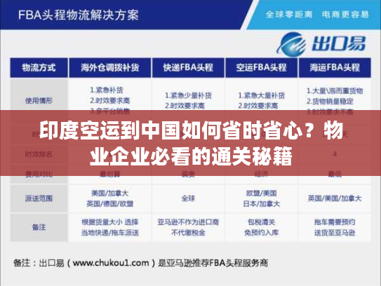 印度空运到中国如何省时省心？物业企业必看的通关秘籍