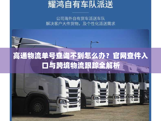 高通物流单号查询不到怎么办？官网查件入口与跨境物流跟踪全解析