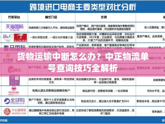 货物运输中断怎么办？中正物流单号查询技巧全解析