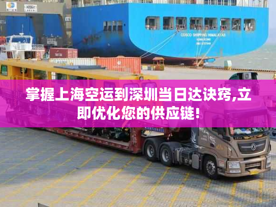 掌握上海空运到深圳当日达诀窍,立即优化您的供应链!