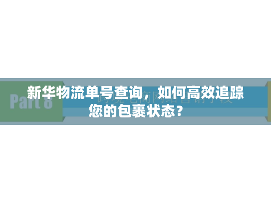 新华物流单号查询，如何高效追踪您的包裹状态？