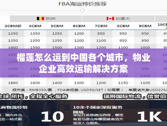 榴莲怎么运到中国各个城市,物业企业高效运输解决方案 榴莲怎么运到中国各个城市,物业企业高效运输解决方案