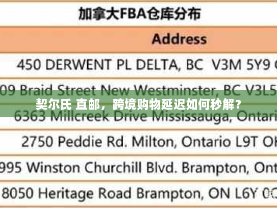 契尔氏 直邮，跨境购物延迟如何秒解？