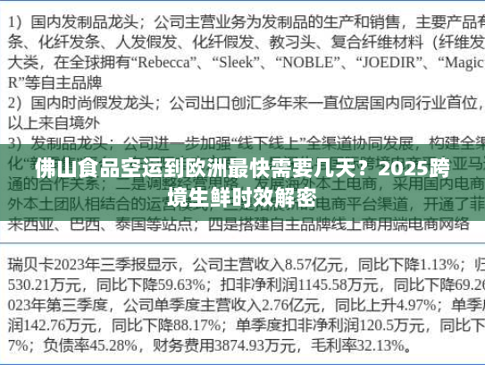 佛山食品空运到欧洲最快需要几天？2025跨境生鲜时效解密