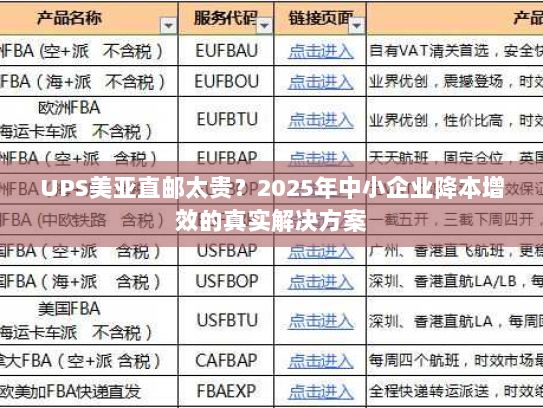 UPS美亚直邮太贵？2025年中小企业降本增效的真实解决方案