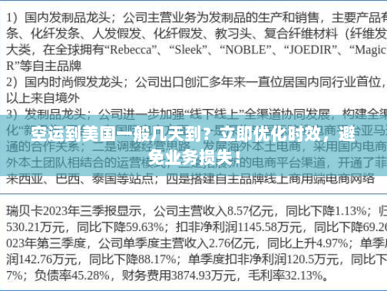 空运到美国一般几天到?立即优化时效,避免业务损失! 空运到美国一般几天到?立即优化时效,避免业务损失!