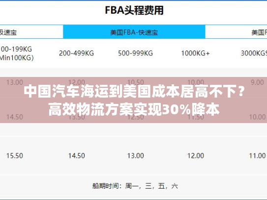 中国汽车海运到美国成本居高不下？高效物流方案实现30%降本