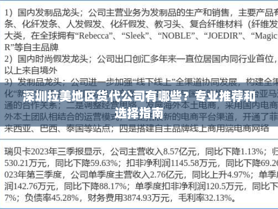深圳拉美地区货代公司有哪些？专业推荐和选择指南