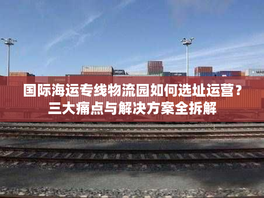 国际海运专线物流园如何选址运营？三大痛点与解决方案全拆解