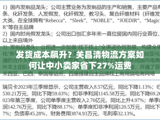 发货成本飙升？关昌清物流方案如何让中小卖家省下27%运费