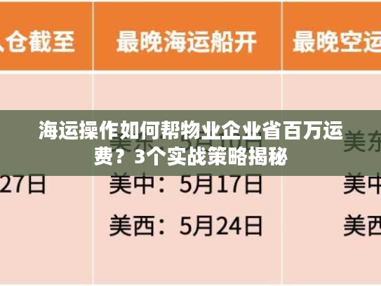 海运操作如何帮物业企业省百万运费？3个实战策略揭秘