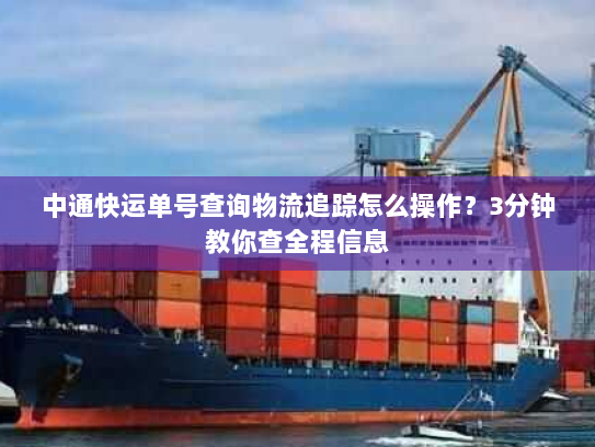 中通快运单号查询物流追踪怎么操作？3分钟教你查全程信息