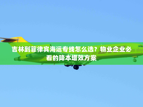 吉林到菲律宾海运专线怎么选？物业企业必看的降本增效方案