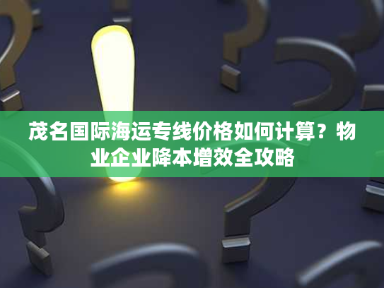 茂名国际海运专线价格如何计算？物业企业降本增效全攻略