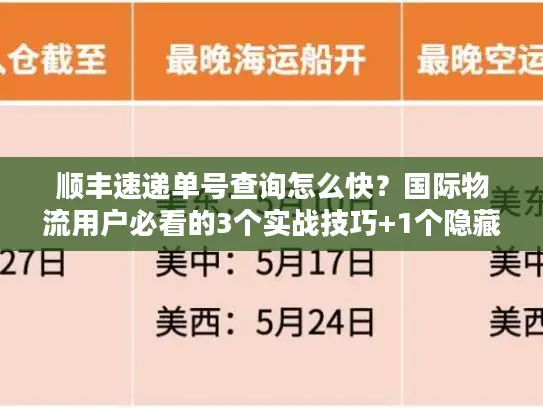 顺丰速递单号查询怎么快？国际物流用户必看的3个实战技巧+1个隐藏工具